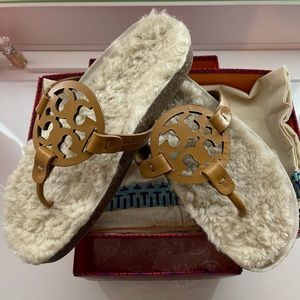 Tory Burch Miller Cloud Genuine Shearling Flip Flop.
